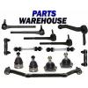 14 Pc Kit Front Lower &amp; Upper Ball Joints Inner &amp; Outer Tie Rod Ends Center L...