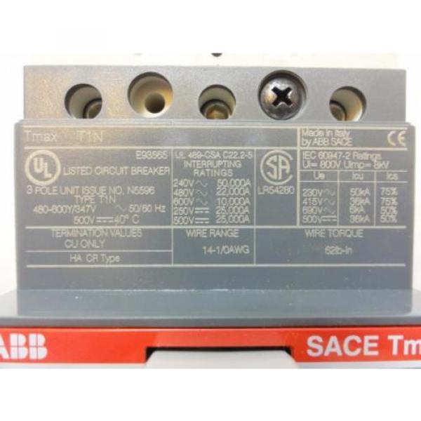 169596 New-No Box, ABB T1N040TL Circuit Breaker, 40A, 3-Pole, 600Y/347VAC/500VDC #2 image