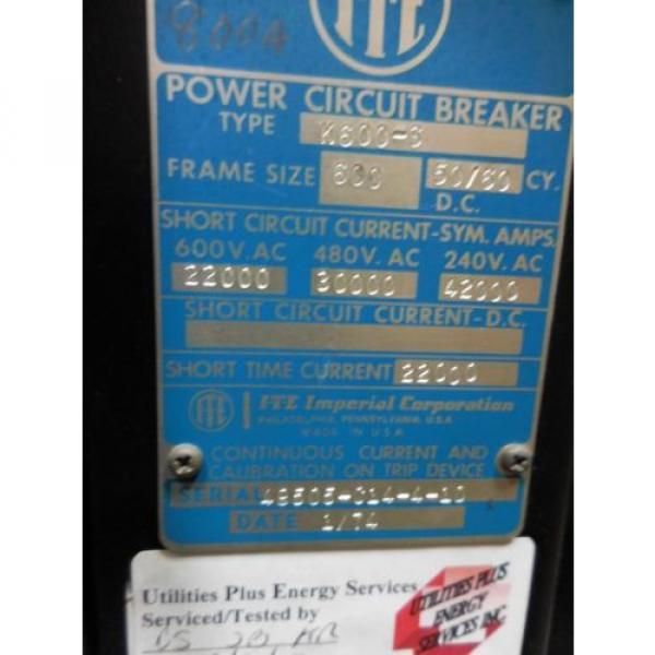 ITE K600-S Circuit Breaker + ABB Asea Brown Boveri Solid State Trip Type SS #4 image