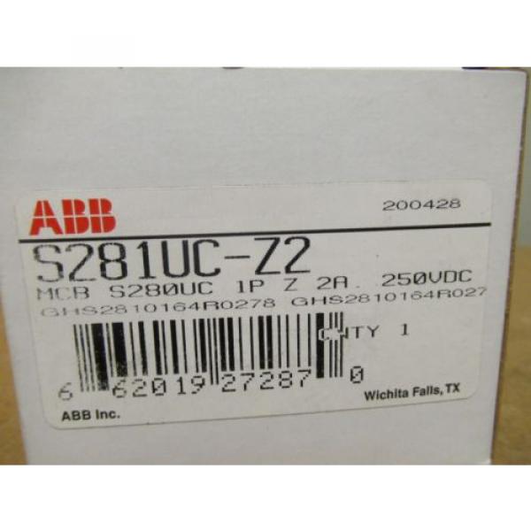ABB CIRCUIT BREAKER S281UC-Z2 S281UCZ2 250 VDC 2A A AMPS NEW IN BOX #2 image