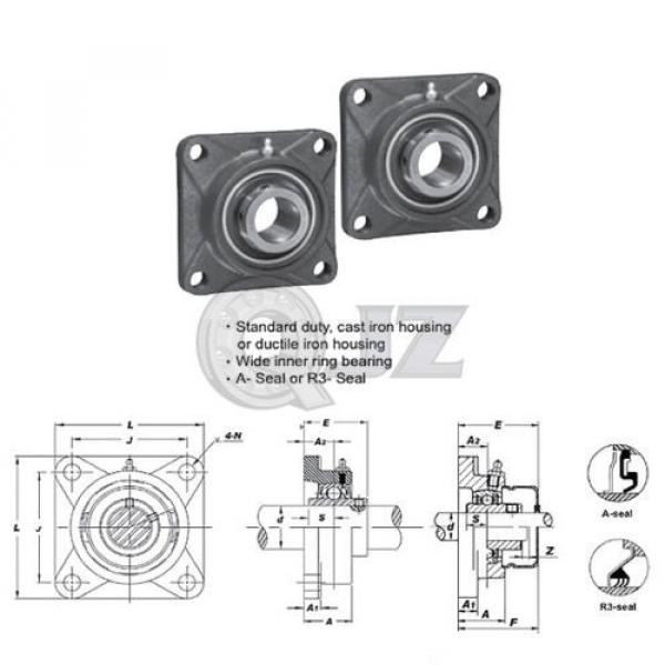 2x 2.25 in Square Flange Units Cast Iron UCF212-36 Mounted Bearing UC212-36+F212 #4 image