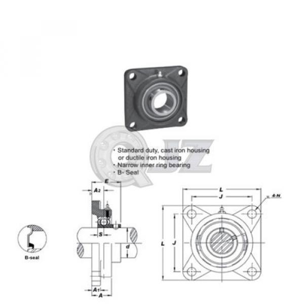 7/8 in Square Flange Units Cast Iron SBF205-14 Mounted Bearing SB204-12+F205 #2 image