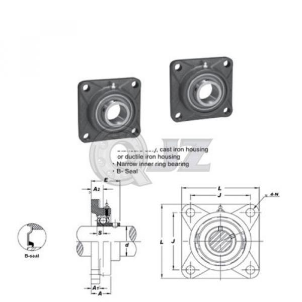 2x 7/8 in Square Flange Units Cast Iron SBF205-14 Mounted Bearing SB204-12G+F205 #2 image