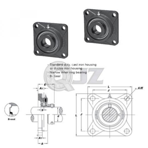 2x 1.75in Square Flange Units Cast Iron SAF209-28 Mounted Bearing SA209-28G+F209 #2 image