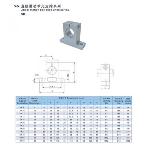 SK10 10mm CNC Linear motion ball slide units Rail support guide shaft Bearing Al #2 image