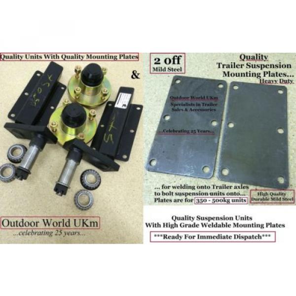 350 KG Trailer Suspension Units Standard Stub Axle Hubs Bearings &amp; Caps &amp; Plates #1 image