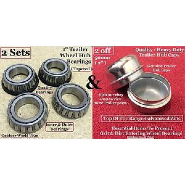 1&#034; One Inch Trailer Suspension Units Stub Axle Hub Tapered Wheel Bearings + Caps #1 image