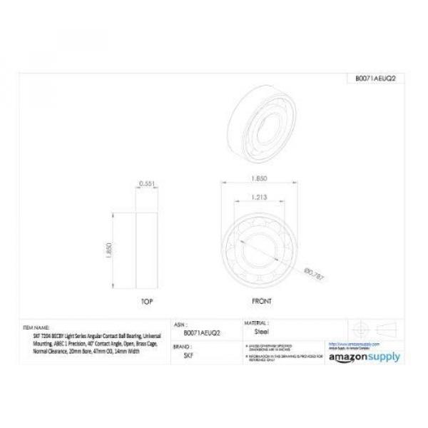 SKF 7204 BECBY Light Series Angular Contact Ball Bearing, Universal Mounting, #2 image