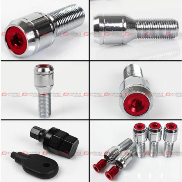 20 Pcs M14 X 1.5 Red Wheel Lug Nut Bolts With Security Caps +Key+Socket For Audi #2 image