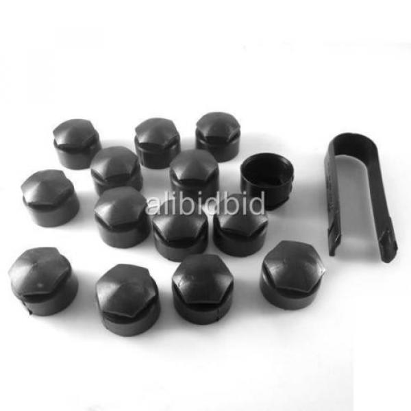 16x Black Locking Wheel Lug Bolt Center Nut Covers 21mm Caps +Tools For AUDI VW #1 image