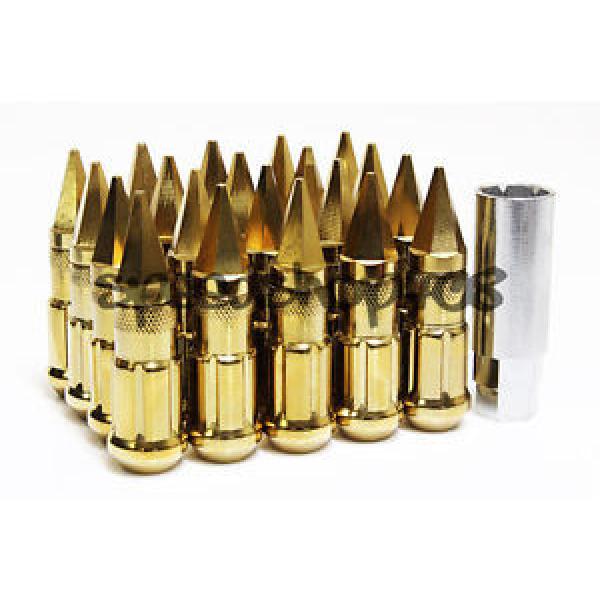 Z RACING GOLD SPIKE LUG NUTS 12X1.5MM STEEL OPEN EXTENDED KEY TUNER #1 image