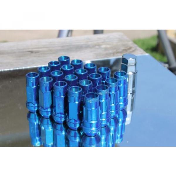 SYNERGY 12X1.5 20PC OPEN END STEEL EXTENDED LUG NUTS BLUE LOCK+KEY #2 image