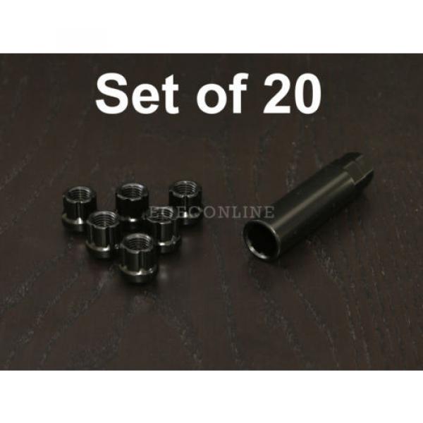 20pc 12x1.25 Spline Black Lug Nuts w/ Key (Cone Seat) Short Open End Locking #1 image