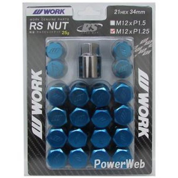 20P WORK Wheels RS nuts 21HEX M12 x P1.25 34mm 25g BLUE lock nut Japan Made #1 image