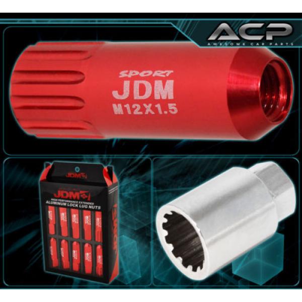 FOR ACURA M12x1.5MM LOCKING LUG NUTS RACING ALUMINUM TUNER WHEEL 20PC KIT RED #3 image