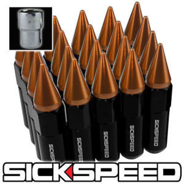 SICKSPEED 20 PC BLACK/ORANGE SPIKED EXTENDED LOCKING 60MM LUG NUTS 14X1.5 L19 #1 image