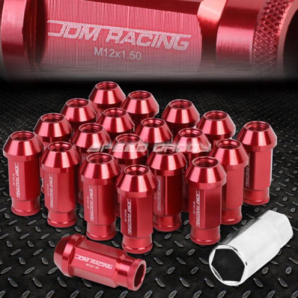 20X RACING RIM 50MM OPEN END ANODIZED WHEEL LUG NUT+ADAPTER KEY RED #1 image