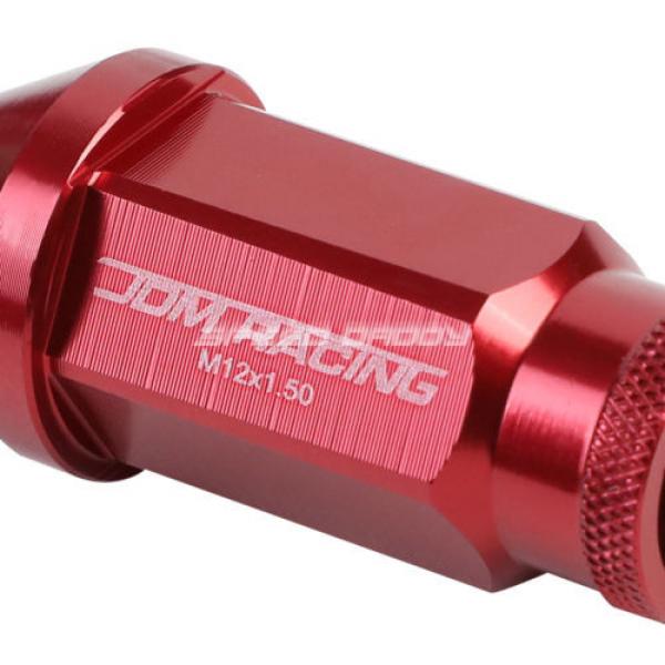20X RACING RIM 50MM OPEN END ANODIZED WHEEL LUG NUT+ADAPTER KEY RED #2 image