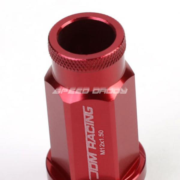 20X RACING RIM 50MM OPEN END ANODIZED WHEEL LUG NUT+ADAPTER KEY RED #3 image