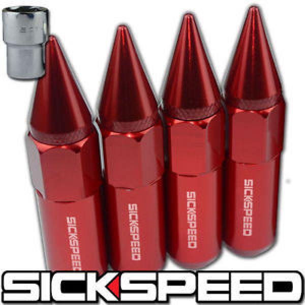 SICKSPEED 4 PC RED SPIKED ALUMINUM 60MM LOCKING LUG NUTS WHEEL 14X1.5 L19 #1 image