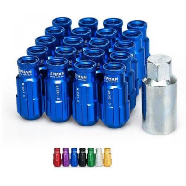 BLUE Tuner Anti-Theft Wheel Security Locking Lug Nuts 51mm M12x1.5 20pcs #1 image