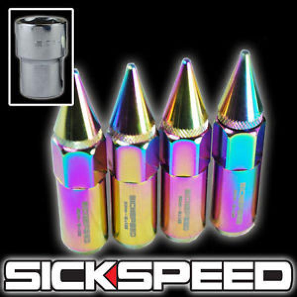4 NEO CHROME 60MM EXTENDED TUNER LOCKING LUG NUTS LUGS FOR WHEELS/RIM 12X1.5 L02 #1 image