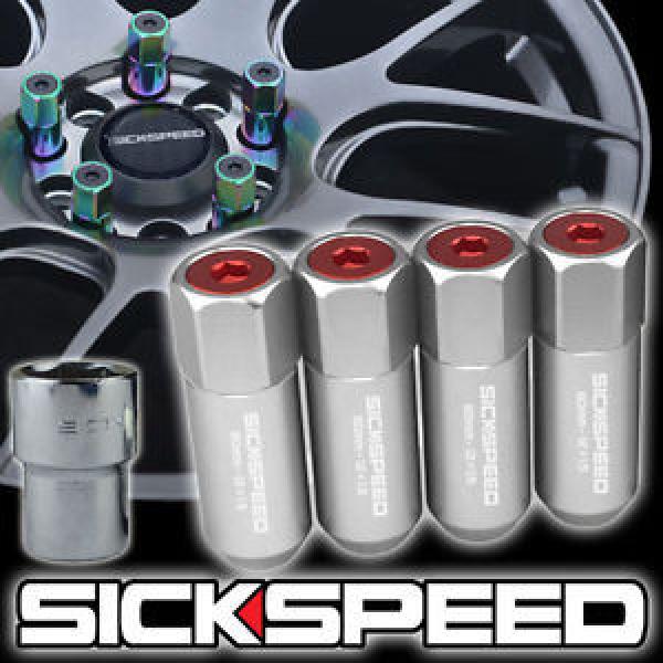 4 POLISHED/RED CAPPED ALUMINUM EXTENDED TUNER LOCKING LUG NUTS WHEELS 12X1.5 L20 #1 image