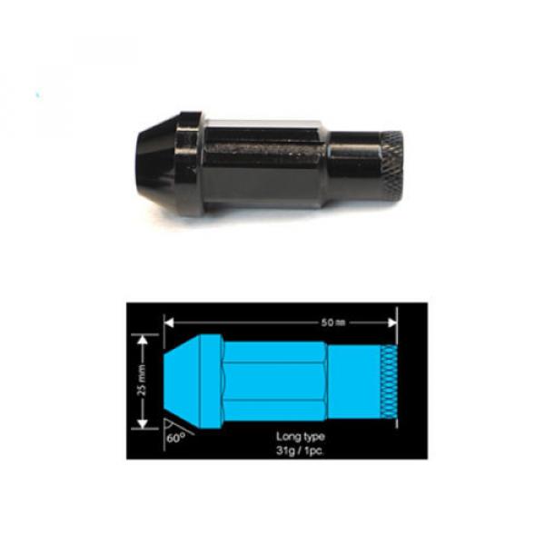 Type-4 50mm Wheel Rim Closed End Lug Nuts 20 PCS Set M12 X 1.25 Black w/ LOCK #4 image