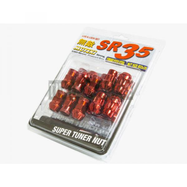 MUTEKI SR35 RED STEEL CLOSE END 12X1.25MM 16 LUG NUTS + 4 LOCKS &amp; KEY TUNER 20 #2 image