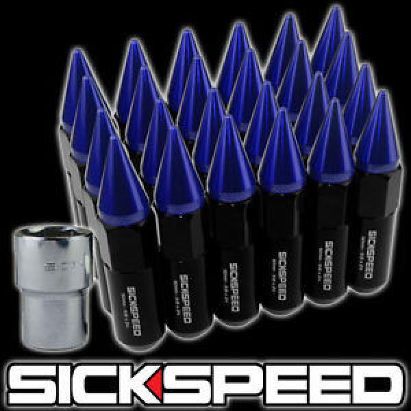 SICKSPEED 24 PC BLACK/BLUE SPIKED EXTENDED 60MM LOCKING LUG NUTS 1/2X20 L23 #1 image