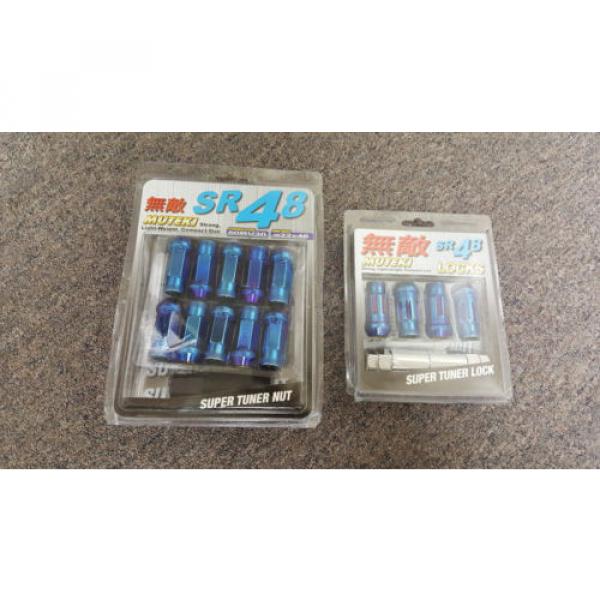 Muteki SR48 Lug Nuts 12x1.25 Extended Open End Burning Blue Lugs With Locks Set! #1 image