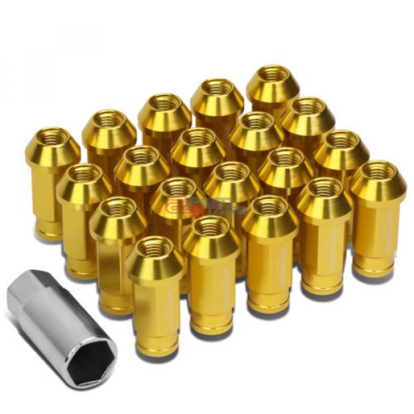 GOLD 50MM M12 X 1.5 ALUMINUM WHEEL RIM LOCK ACORN TUNER LUG NUT+ADAPTER KEY #1 image