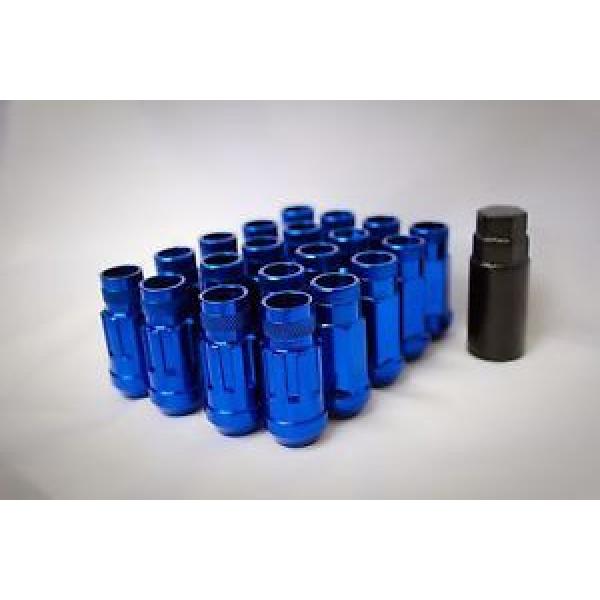 SYNERGY 12X1.5 20PC OPEN END STEEL EXTENDED LUG NUTS BLUE LOCK+KEY #1 image