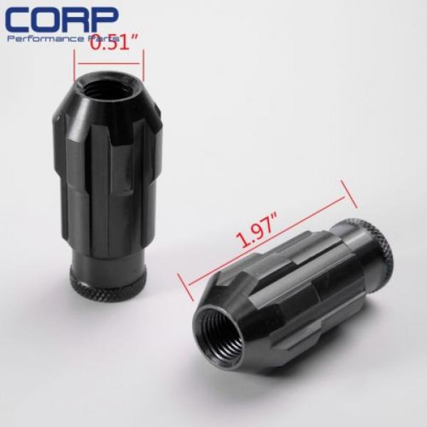 Racing Aluminum Lock Locking Lug Nuts 4 Pieces W/Key 12X1.5 D1 SPEC Black #2 image