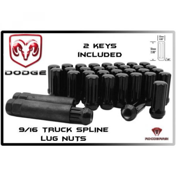 20 Pc Dodge Ram 1500 Black Spline Lug Nuts 2&#034; Tall Xl Locking Lug Nuts Wheels #1 image