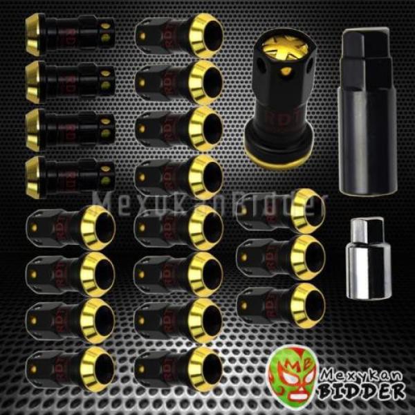 M12x1.5 Black Gold Closed End Heavy Duty Steel Extended Tuner Locking Lug Nuts #1 image