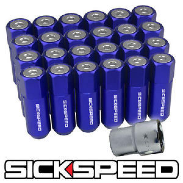 SICKSPEED 20 PC BLUE/POLISHED CAPPED EXTENDED 60MM LOCKING LUG NUTS 14X1.5 L19 #1 image