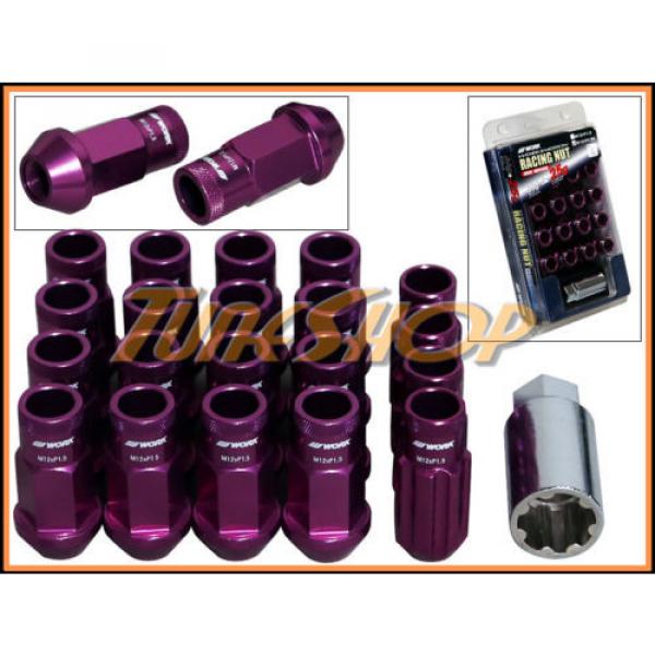 WORK RACING RS-R EXTENDED FORGED ALUMINUM LOCK LUG NUTS 12X1.5 1.5 PURPLE OPEN H #1 image
