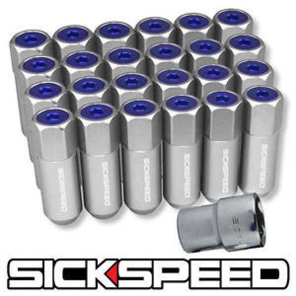SICKSPEED 24 PC POLISHED/BLUE CAPPED EXTENDED 60MM LOCKING LUG NUTS 1/2x20 L23 #1 image