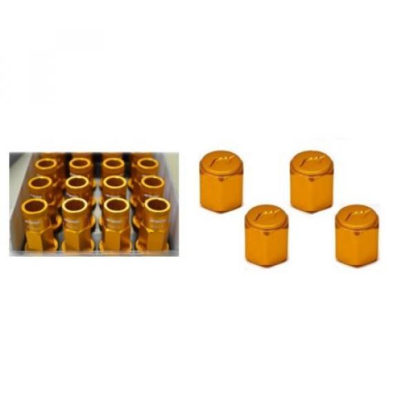 WORK Open End Racing Lock Nuts 12x1.5 And 4pcs Air Valve Caps Orange Value Set #2 image