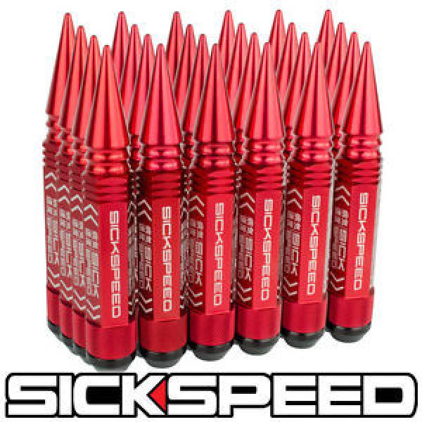 SICKSPEED 24 PC RED 5 1/2&#034; LONG SPIKED STEEL LOCKING LUG NUTS 12X1.25 L13 #1 image