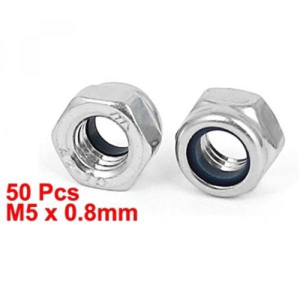 M5 X 0.8mm 304 Stainless Steel Nylock Nylon Insert Hex Lock Nuts 50pcs #2 image