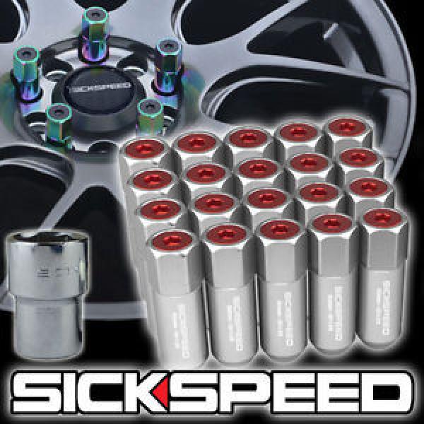 20 POLISHED/RED CAPPED ALUMINUM EXTENDED 60MM LOCKING LUG NUTS WHEELS 12X1.5 L17 #1 image
