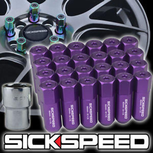 24 PURPLE CAPPED ALUMINUM EXTENDED TUNER LOCKING LUG NUTS FOR WHEELS 12X1.5 L18 #1 image