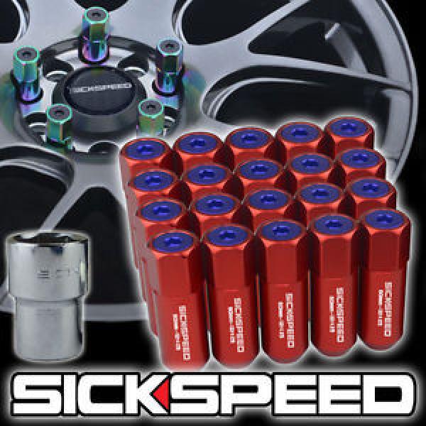 20 RED/BLUE CAPPED ALUMINUM EXTENDED 60MM LOCKING LUG NUTS WHEELS 12X1.5 L17 #1 image