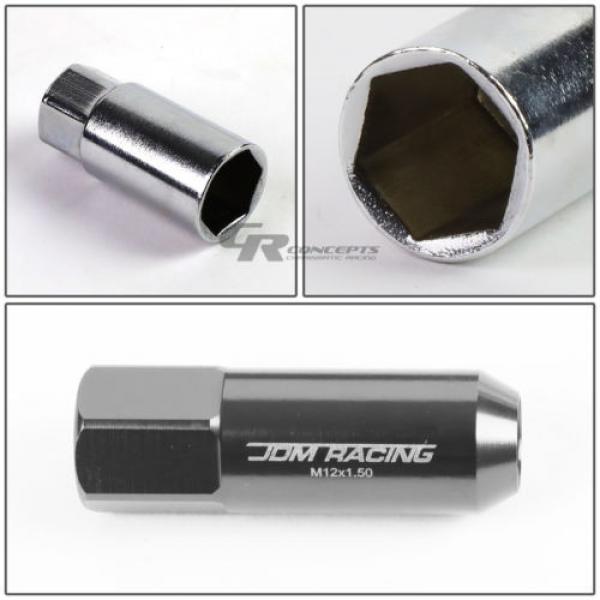 FOR CAMRY/CELICA/COROLLA 20X EXTENDED ACORN TUNER WHEEL LUG NUTS+LOCK+KEY SILVER #5 image