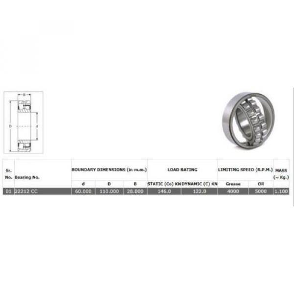 22212 CC Spherical Roller Double Row bearing. [High End]. Quantities available. #2 image