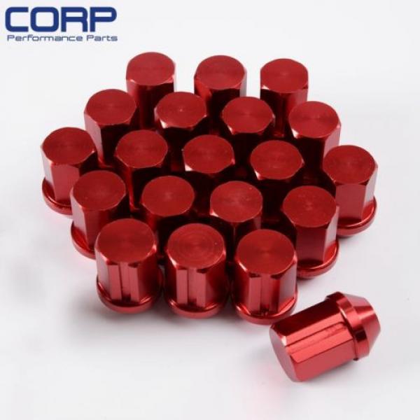 JDM 12X1.5MM 20 Pieces Aluminum Closed Ended Lug Nuts with Locking Key Red #5 image