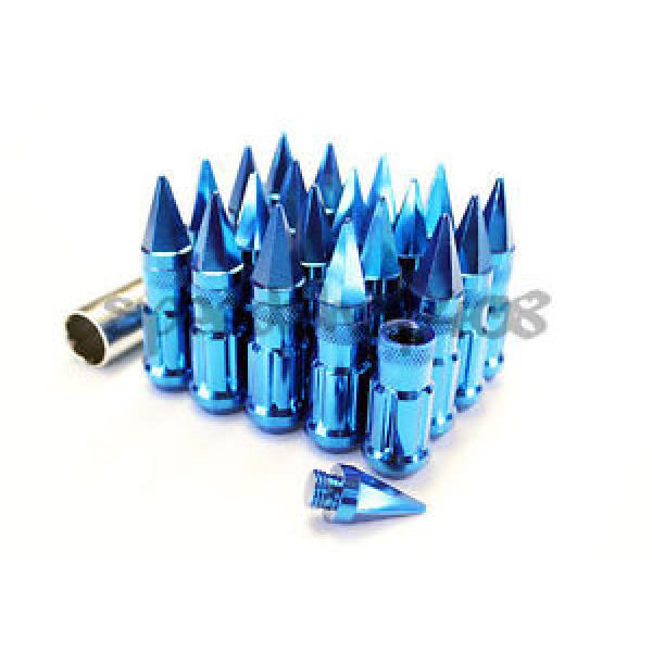 Z RACING BLUE SPIKE LUG NUTS 20 PCS 12X1.25MM STEEL EXTENDED TUNER KEY #1 image