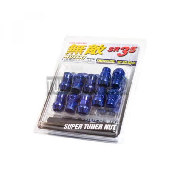 MUTEKI SR35 BLUE STEEL CLOSE END 12X1.25MM 16 LUG NUTS + 4 LOCKS &amp; KEY TUNER 20 #2 image
